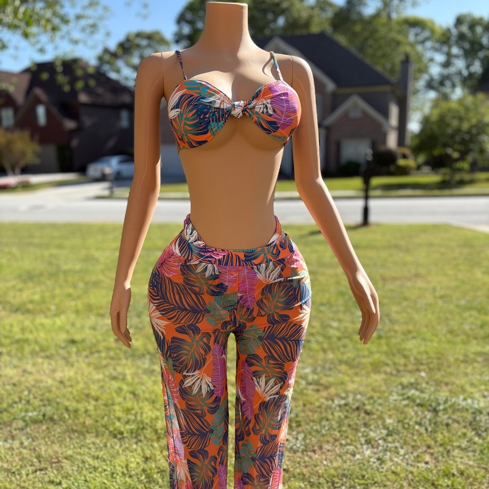 Tropical Print Two-Piece Set